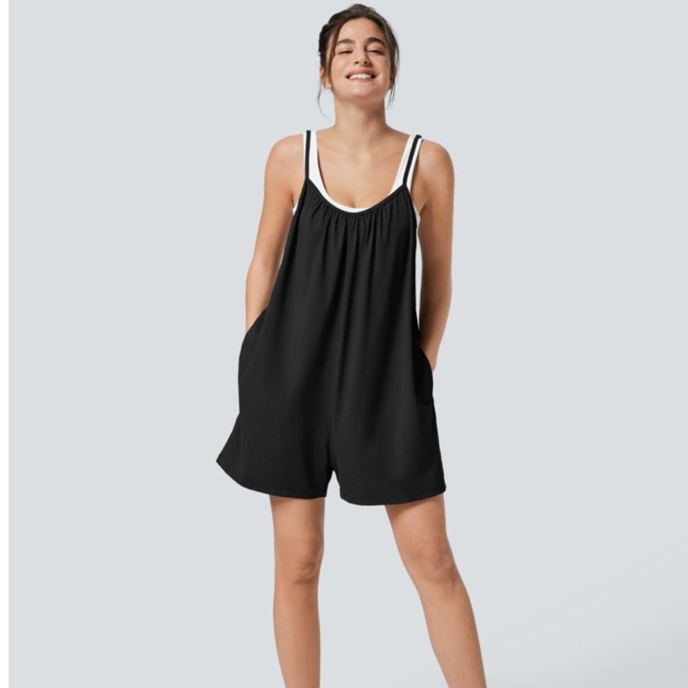 Halara Spaghetti Pocket Solid Wide Leg Casual Jum… - image 1